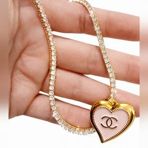 💖✨ CHANEL Heart Tennis Necklace | NWT | Gold Finish | CZ Sparkle ✨💖